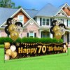 70th Birthday Decorations for Men Women Black and Gold, Black Gold Birthday Yard Banner Sign and 18 PCS 70th Happy Birthday Balloons for 70th Anniversary Birthday Party Supplies Outdoor Yard Decor