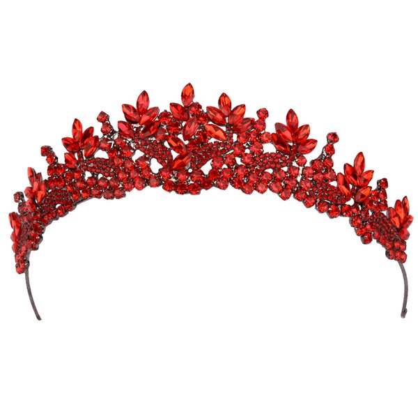 LIMELIA Women's Tiara, Crown for Henna Wedding Party | Glitter Hair Accessories for Bridal Birthday Pageant Prom Halloween Costume Christmas Party, Princess Crowns | Crystal Stone - Red