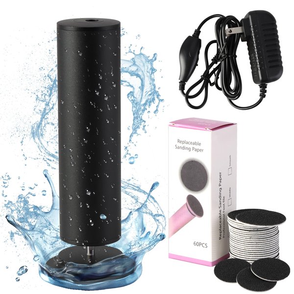 Dermave Electric Foot Callus Remover, Electric Callus Remover Feet, Callus Remover for Feet - Foot Filer with 60pcs Sanding Discs for Dead Cracked Skin, Men/Women (Black)