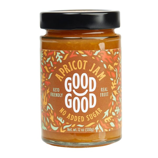 GOOD GOOD No Added Sugar Apricot Jam - Keto Friendly Jelly - Low Carb, Low-Calorie and Vegan - Diabetic Friendly - 12oz / 330g (Pack of 1)