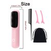 Carbeneat Brusheo Hair Pro Cordless Hair Straightener Brush for Women, Ceramic Heater Surface, 3 Mode Settings, Travel Size, Pink (7.87 inches x 1.77 inches)