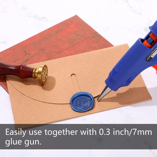 24 Pieces Glue Gun Sealing Wax Sticks for Wax Seal, Mini Envelope Glue Gun Sealing Wax for Wedding Invitations, Cards Envelopes, Snail Mails, Wine Packages (Sea Blue)