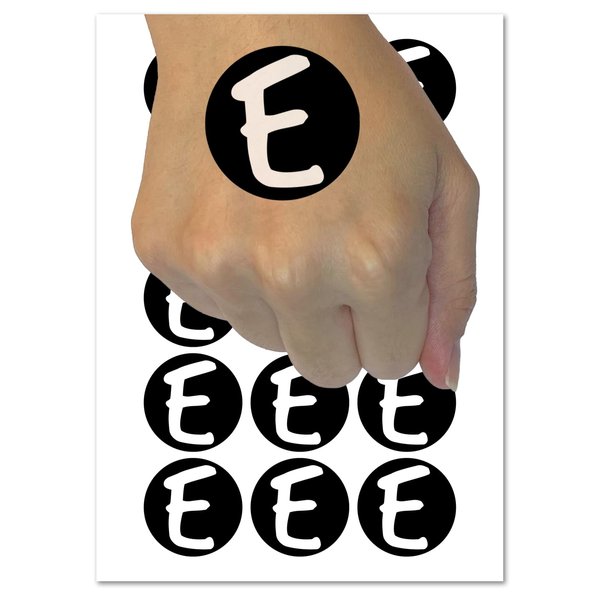 Letter E Uppercase Felt Marker Font Temporary Tattoo Water Resistant Fake Body Art Set Collection - 54 1" Tattoos (1 Sheet)