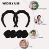 WHAVEL 6PCS Terry Cloth Spa Headband and Wristband Set, Makeup Headband Puffy Sponge Headband Face Wash Headband for Washing Face Women Mom Gifts(Black)