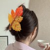 Fall Maple Leaf Hair Claw Clip for Women, Autumn Hair Claw Clips Acrylic Orange Yellow Leave Slips Hair Jaw Thanksgiving Hair Home Party Hair Accessories for Girl Thick Thin Hair Decor 2PCS