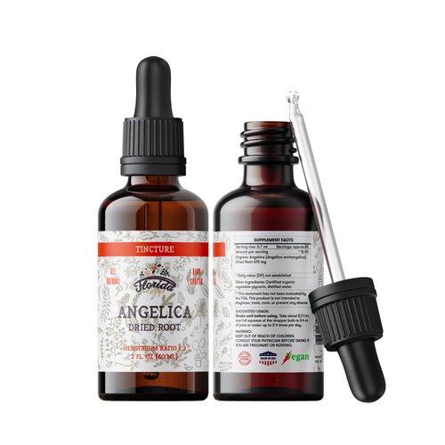 Angelica Tincture, Organic Angelica Extract (Angelica archangelica) Dried Root Herbal Supplement, Non-GMO in Cold-Pressed Organic Vegetable Glycerin, 700 mg, 2 oz (60 ml)