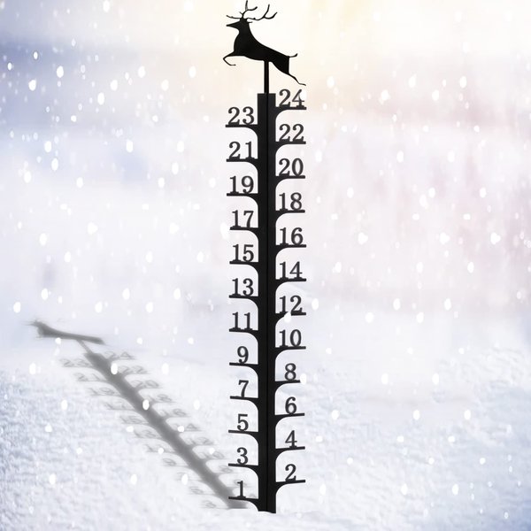 24 Inch Iron Art Snow Gauge Outdoor, Elk Snow Measuring Stick, Snowfall Measuring Gauge, Winter Snow Measurer Snow Ruler inches, Christmas Decorations Outdoor Yard Stake, Snow Measuring Device