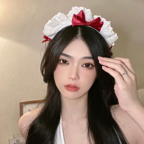 Galyacht Black Women Girls Lolita Headband Lace Bow Hair Band Maid Anime Cosplay Headwear Ribbon Bowknot Cute Hair Band Party Hair Accessories Women's Fashion Headbands