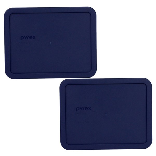 Pyrex Blue 6-cup RECTANGULAR Plastic Cover 7211-PC, 2 pack
