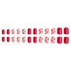 Strawberry on Nails Short Square Press on Nails Cute Pink Fake Nails Red Design Glue on Nails Acrylic 24 Pcs False Nails for Women Girls