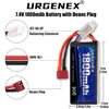 URGENEX 7.4V Lipo Battery 2S 35C 1800mAh Rechargeable RC Battery Pack with Deans T Plug Campatibal with Most 1/10, 1/16 Scale RC Cars Trucks and 7.4V 1to2 USB Lipo Battery Charger