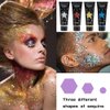Gl-Turelifes Face Body Glitter Gel Sequins for Eyes, Lips,Hair, Nail, Face and Body - Mermaid Flakes Chunky Glitter Festival Accessory 30ml (#08 Blue)