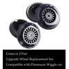 Wiggle Car Polyurethane Replacement Wheels Set (Front,2P Light Up), Swing Car Wheels Pack (Rear,2P Narrower) Upgrade for Ride-on Toys (Black)