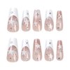 French Tip Press on Nails Coffin Fake Nails Star With Rhinestone Design Medium False Nails Acrylic Full Cover Artificial Nails Glossy Glue on Nails Reusable Stick on Nails for Women DIY Manicure 24pcs