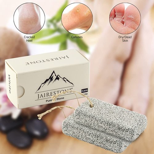 Pumice Stone - Callus Remover and Foot Stone Scrubber - Exfoliating Foot Stone Pumice Rock for Hard, Dry and Dead Skin on Heels, Body, Feet (Pack of 2) (White)
