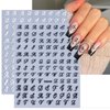 8 Sheets Retro English Letters Nail Stickers for Nail Art 3D Self-Adhesive Black White Gold Silver Design Nail Decals Pegatinas Uñas Personalized Letter Nail Art Stickers for Women DIY Manicure Tip