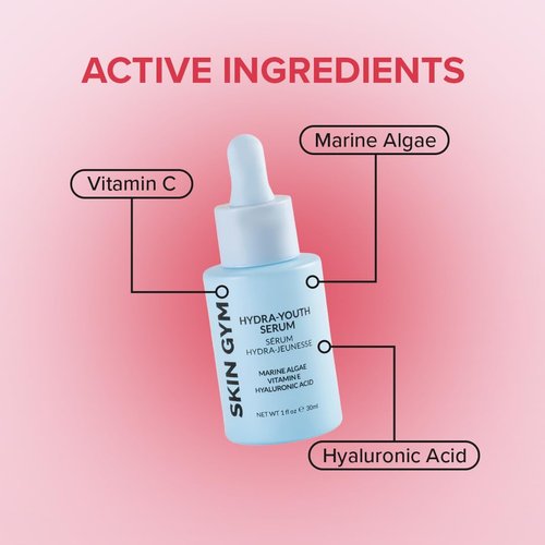 Skin Gym Hydra-Youth Vitamin C Face Serum, Mega-Moisturizing Skincare Formula with Vitamin C, Marine Algae and Hyaluronic Acid for Hydration, Anti-Aging, and Brightening