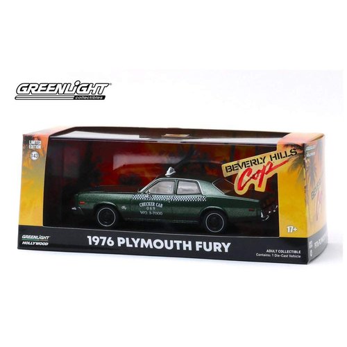 1976 Plymouth Fury Taxi Checker Cab, Beverly Hills Cop - Beverly Hills Coplight 86566 - 1/43 Scale Diecast Model Toy Car