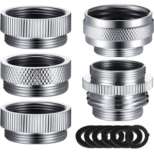 Faucet Adapter Kit, 5PCS Kitchen Sink Brass Aerator Adapter Set Male Female Sink Faucet Adapter for Garden Hose, Water Filter, Standard Hose via Diverter