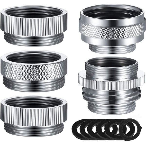 Faucet Adapter Kit, 5PCS Kitchen Sink Brass Aerator Adapter Set Male Female Sink Faucet Adapter for Garden Hose, Water Filter, Standard Hose via Diverter
