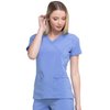 Dickies EDS Essentials, Mock Wrap Top Scrubs for Women with Four-Way Stretch and Moisture Wicking DK625, M, Ciel