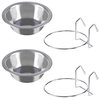 Set of 2 Stainless-Steel Dog Bowls - Cage, Kennel, and Crate Hanging Pet Bowls for Food and Water - 20oz Each and Dishwasher Safe by PETMAKER,Silver