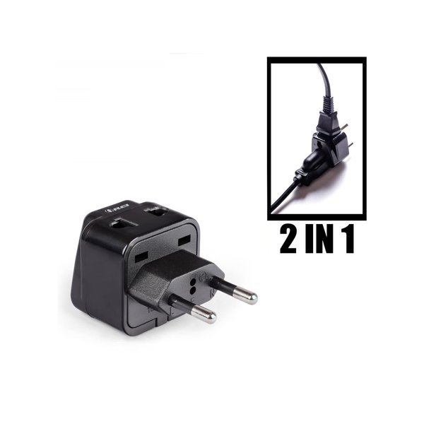 OREI 2 in 1 USA to Europe, Russia, Italy Adapter Plug (Type C) - 4 Pack, Black