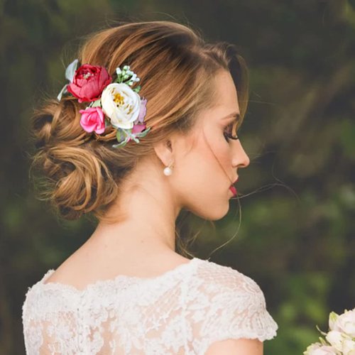 Fangsen Silver Wedding Multiple Roses Flower Hair Comb Bridal Flower Hair Clip Floral Hair Accessories for Women and Girls