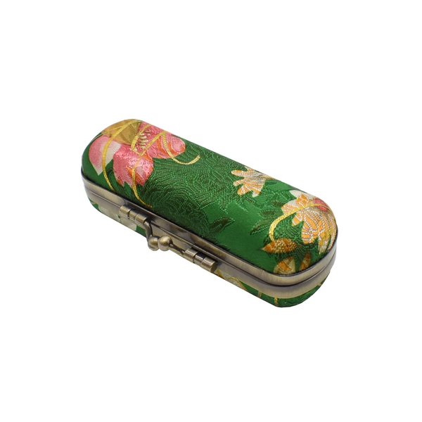 BCQLI Ladies Floral Lipstick Case Holder with Mirror,Makeup Cases for Women (Green)