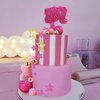 36 PCS Hot Pink Girl Cake Topper Balls Cake Decorations with Pink and Gold Balls Shiny Stars for Wedding Baby Shower Anniversary Girl Birthday Themed Party Supplies (Stars)