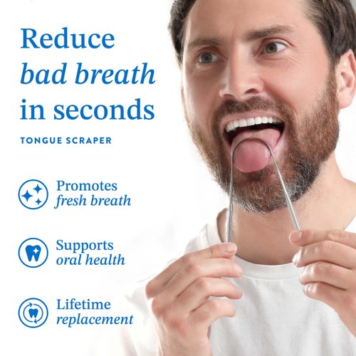 Tongue Scraper For Adults (3 Pack) - Improved Tongue Cleaning & Fresh Breath, Stainless Steel Tongue Scraper, Metal Tongue Scraper, Tongue Sweeper Kids Tongue Scraper, Ayurvedic Tongue Scrubber