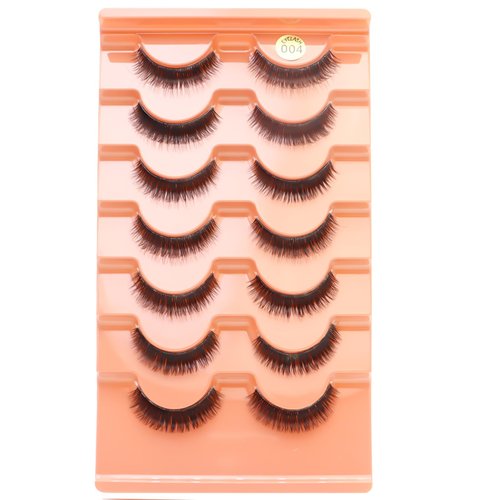 10MM Mink Lashes Thick Short False Eyelashes Natural Look Wispy Clear Band Eyelashes Strip by DAODER, Thin Band, Soft, D Curl Lash Extension Look 7Pairs (004 Thick Short)