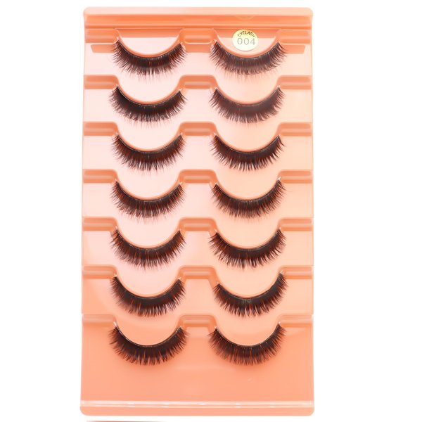 10MM Mink Lashes Thick Short False Eyelashes Natural Look Wispy Clear Band Eyelashes Strip by DAODER, Thin Band, Soft, D Curl Lash Extension Look 7Pairs (004 Thick Short)