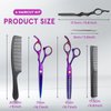 JASON Hair Scissors Professional - 10 PCS Haircut Scissors Set, Thinning Shears for Hair Cutting with 30 Teeth, Straight Shears for Men Women Home Salon Barber (6.7", Purple)