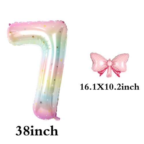 Happy birthday Big Number Balloons Foil Birthday Balloon Number Balloons Happy Birthday Party Decorations Kids and Wedding Party Supplies (Pink 7)