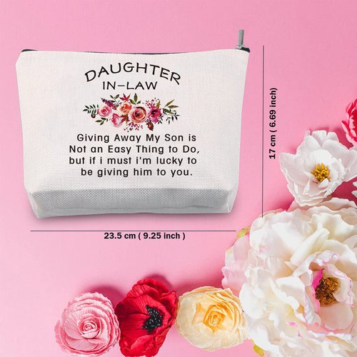 TSOTMO Daughter in Law Gift Wedding Gift Cosmetic Bag Bride Bridal Gift Giving Away My Son is Not an Easy Thing to Do,but if i must i'm lucky to be giving him to you Makeup Bag (My Son)