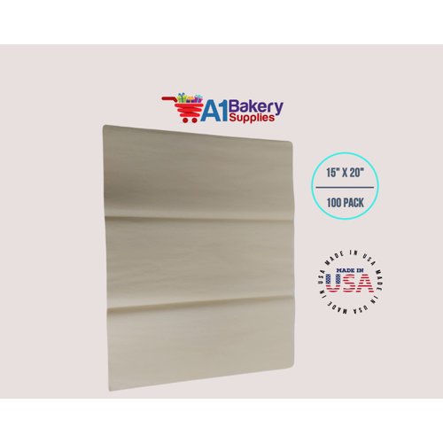 A1 Bakery Supplies Premium Gift Wrap Tissue Paper 15 Inch X 20 Inch - 100 Pack (French Vanilla)