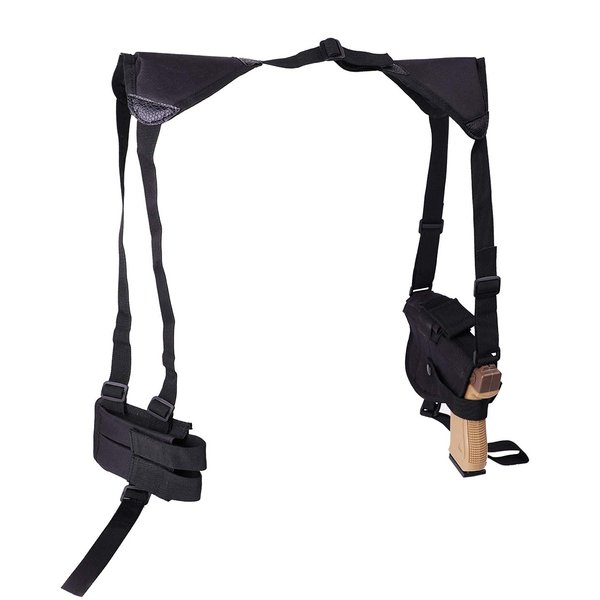 Shoulder Holster, Tactical Concealed Carry 1911 Shoulder Holsters for Pistols, Adjustable Vertical Gun Holster with Double Magazine Pouch Black