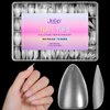 Short Almond Nail Tips 504Pcs, Jofay Fashion Pre-shaped & Etched Acrylic Fake Nails, 19 Sizes Matte Full Cover Clear Nails Gel Nail Tips False Nails, Press on Nails for Nail Extensions DIY Salon