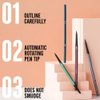 Waterproof Eyebrow Pencil,Ultra-Fine Mechanical Pencil with Spoolie Brush,Eyebrow Pencil Easy to Color,Draws Tiny Brow Hairs and Fills in Sparse Areas,Create Natural Eye Brow,Dark Brown
