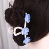 Leadigol 2PCS Elegant Pearl Flower Hair Claw,Flower Ponytail Holder Simple Hair Crab Clip Sweet Shark Clip for Women