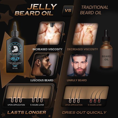 Bossman Beard Oil Jelly (4oz) - Beard Growth Softener, Moisturizer Lotion Gel with Natural Ingredients - Beard Growing Product (Magic Scent)