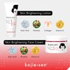 Kojie San Face & Body Complete Brightening Set - 3 x 100g Bars Soap, Body Lotion, Face Cream, Toner, and Face Cleansing Brush - 7pcs
