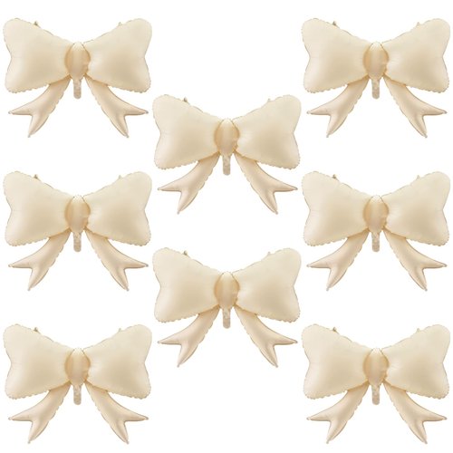 Hungdao 8 Pcs Bow Balloon Bow Theme Birthday Party Decoration Latex Bow Balloon Baby Shower Girl Party Supplies Macaron Coquette Cute Supplies Wedding Bridal Shower Decoration (White)