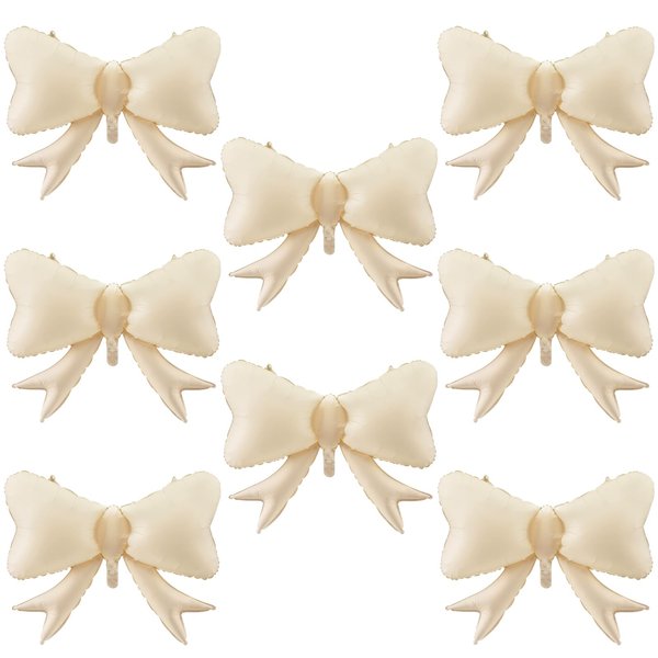 Hungdao 8 Pcs Bow Balloon Bow Theme Birthday Party Decoration Latex Bow Balloon Baby Shower Girl Party Supplies Macaron Coquette Cute Supplies Wedding Bridal Shower Decoration (White)