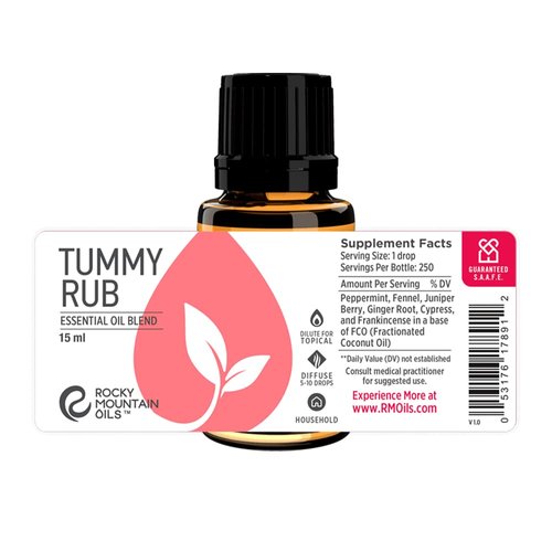 Rocky Mountain Oils Tummy Rub Essential Oil Blend with 100% Pure and Natural Essential Oils for Diffuser and Topical - Digestive Oil, Pain Aid Essential Oil - 15ml