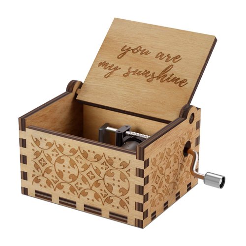 You are My Sunshine Wood Music Boxes,Laser Engraved Vintage Wooden Sunshine Musical Box Gifts for Birthday/Christmas/Valentine's Day (You are My Sunshine)