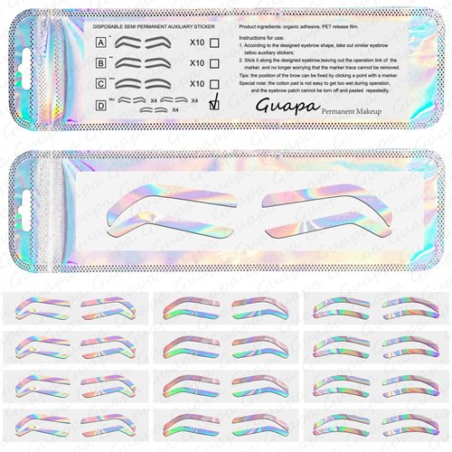 Airbrush Brows Shaping Guides Stickers, Rainbrow Eyebrow Tint Tape Stencils with High Arch/Medium Arch/Flat Brow Options (D-12Pairs per bag)