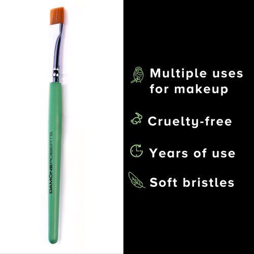 Damone Roberts Brow Highlighter Brush - Professional Quality, Designed for Years of Use - Soft Vegan Bristles - Concealer, Clean Up, and Flat Definer Brush - Cruelty-free Beauty Green