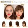 SEGO Hair Toppers for Women Real Human Hair With Bangs 7 * 13CM Silk Base 100% Remy Human Hair Clip in Top Wiglet Hair Pieces for Thinning Hair -10 Inch Medium Brown